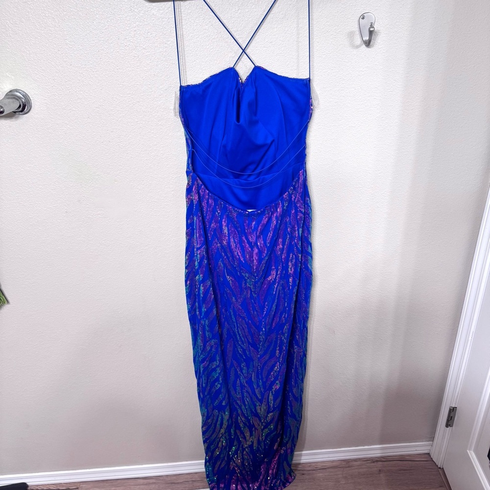 Next Up Blue & pin Iridescent Sequin Mermaid Size 11/12 Prom Maxi Mermaidcore - Picture 2 of 7